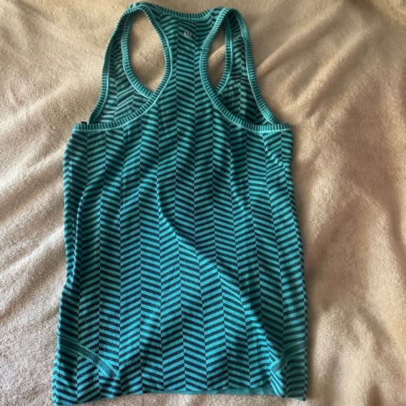 NWOT Lululemon Athletica Swiftly tech teal and black racer back tank top - Picture 3 of 5